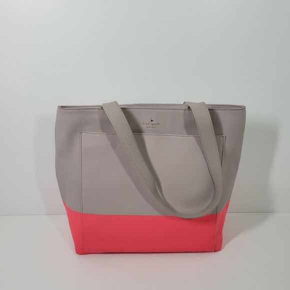 Kate Spade Two-Tone Gray Pink Tote Bag Purse With Dust Bag - Picture 1 of 12